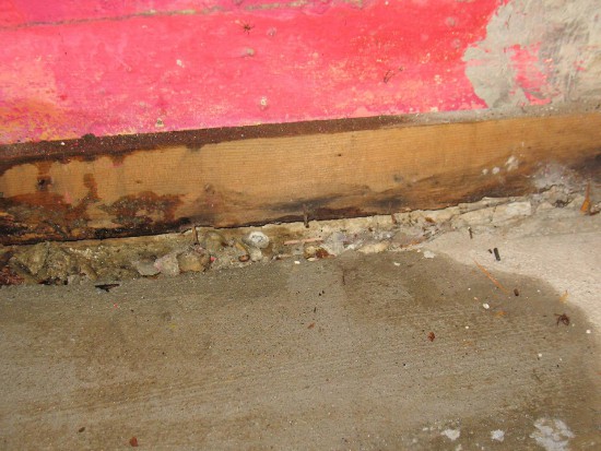 Water damage caused by a slab leak